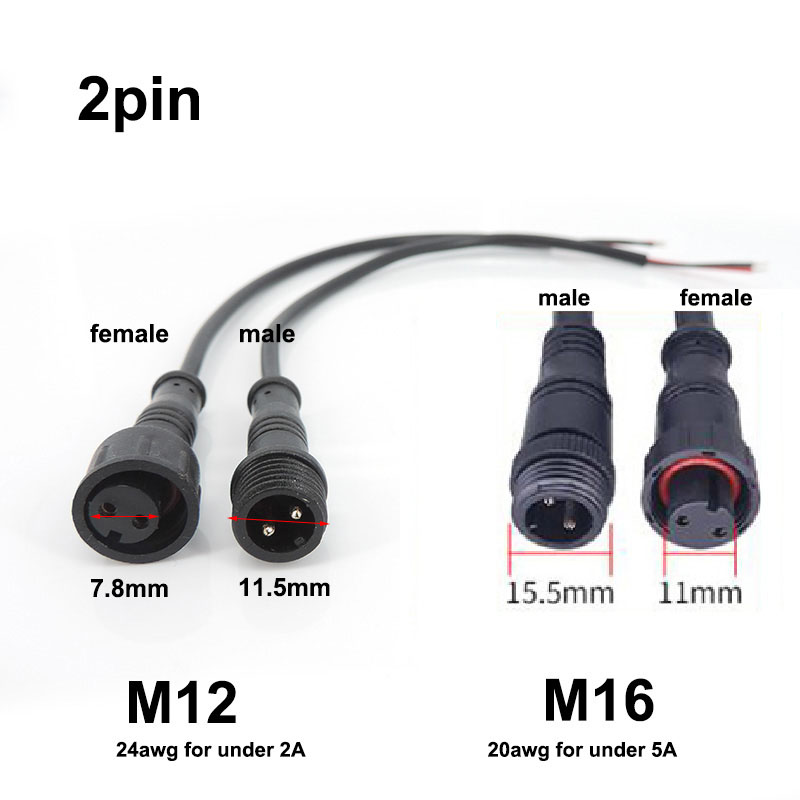 M12 M16 2 3 Pin Core Wire DC M - Outdoor Power Jack บทวิจารณ์และราคา