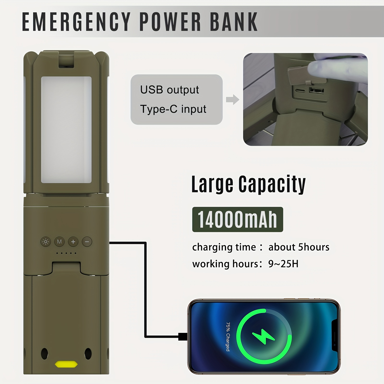 Camping Lantern, 14000mAh Rech - Outdoor Power For Camping บทวิจารณ์และราคา