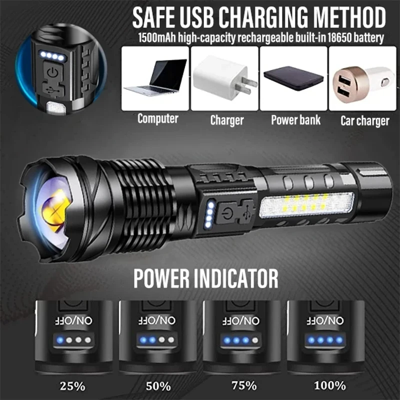 Powerful LED Flashlight Rechar - Outdoor Power For Camping บทวิจารณ์และราคา