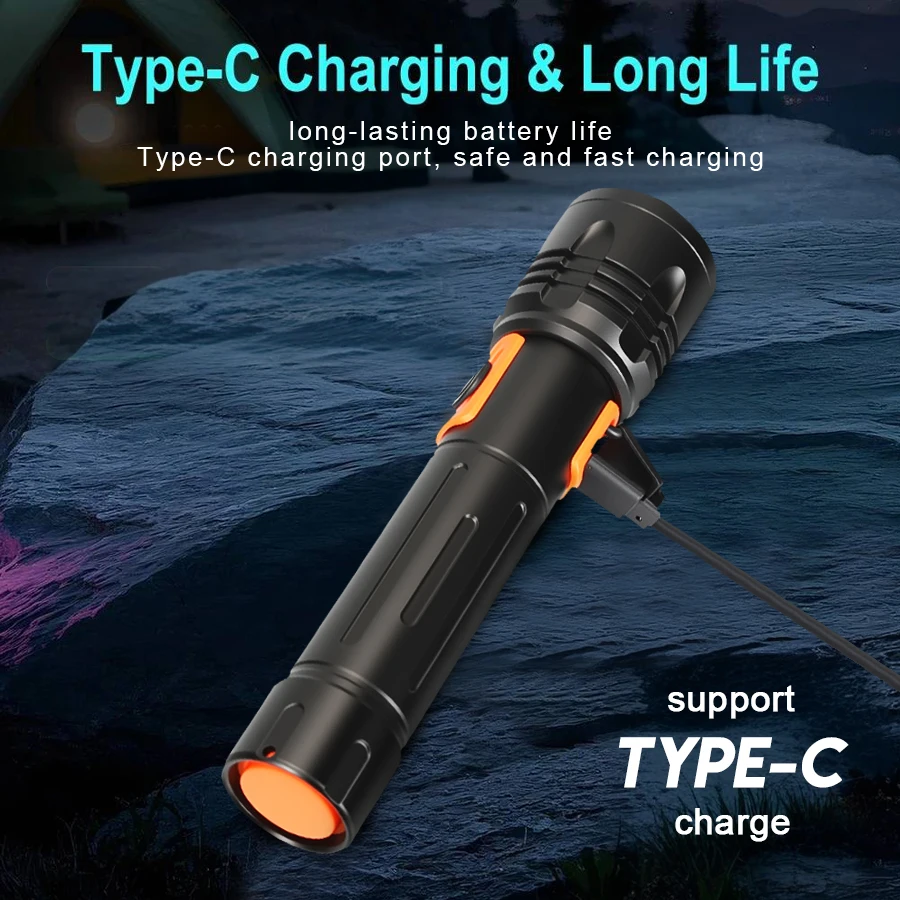 High Power LED Flashlight USB  - Outdoor Power For Camping บทวิจารณ์และราคา
