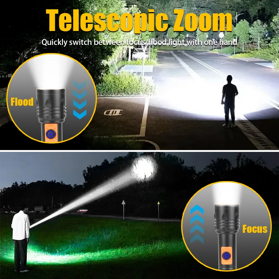 High Power LED Flashlight USB  - Outdoor Power For Camping บทวิจารณ์และราคา
