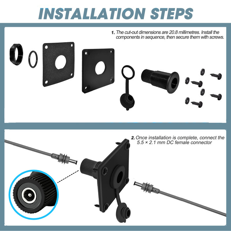 IP65 Waterproof DC5521 Panel M - Outdoor Power Jack บทวิจารณ์และราคา