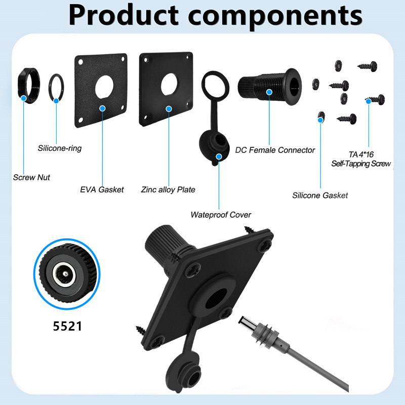 IP65 Waterproof DC5521 Panel M - Outdoor Power Jack บทวิจารณ์และราคา