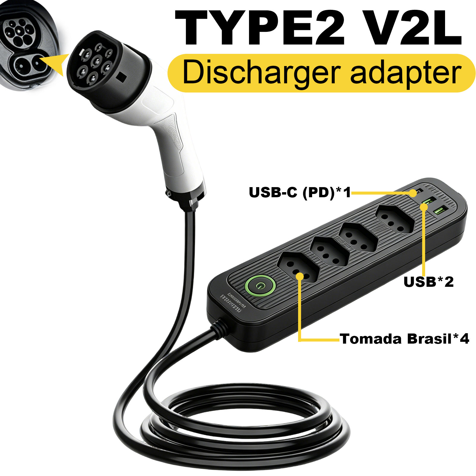 Type2 V2L Discharge Adapter 16 - Outdoor Power Socket บทวิจารณ์และราคา