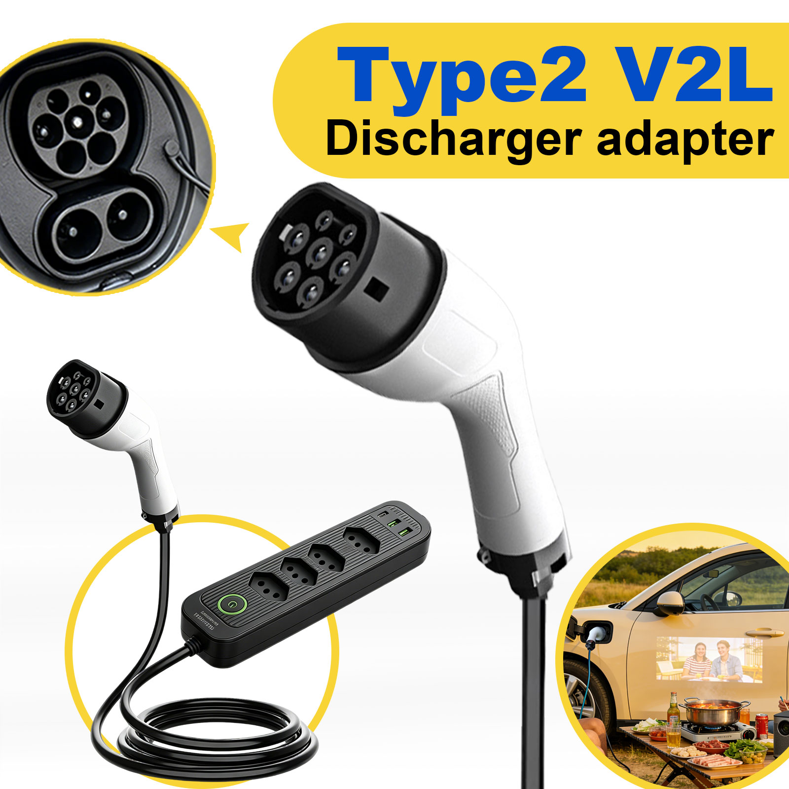 Type2 V2L Discharge Adapter 16 - Outdoor Power Socket บทวิจารณ์และราคา