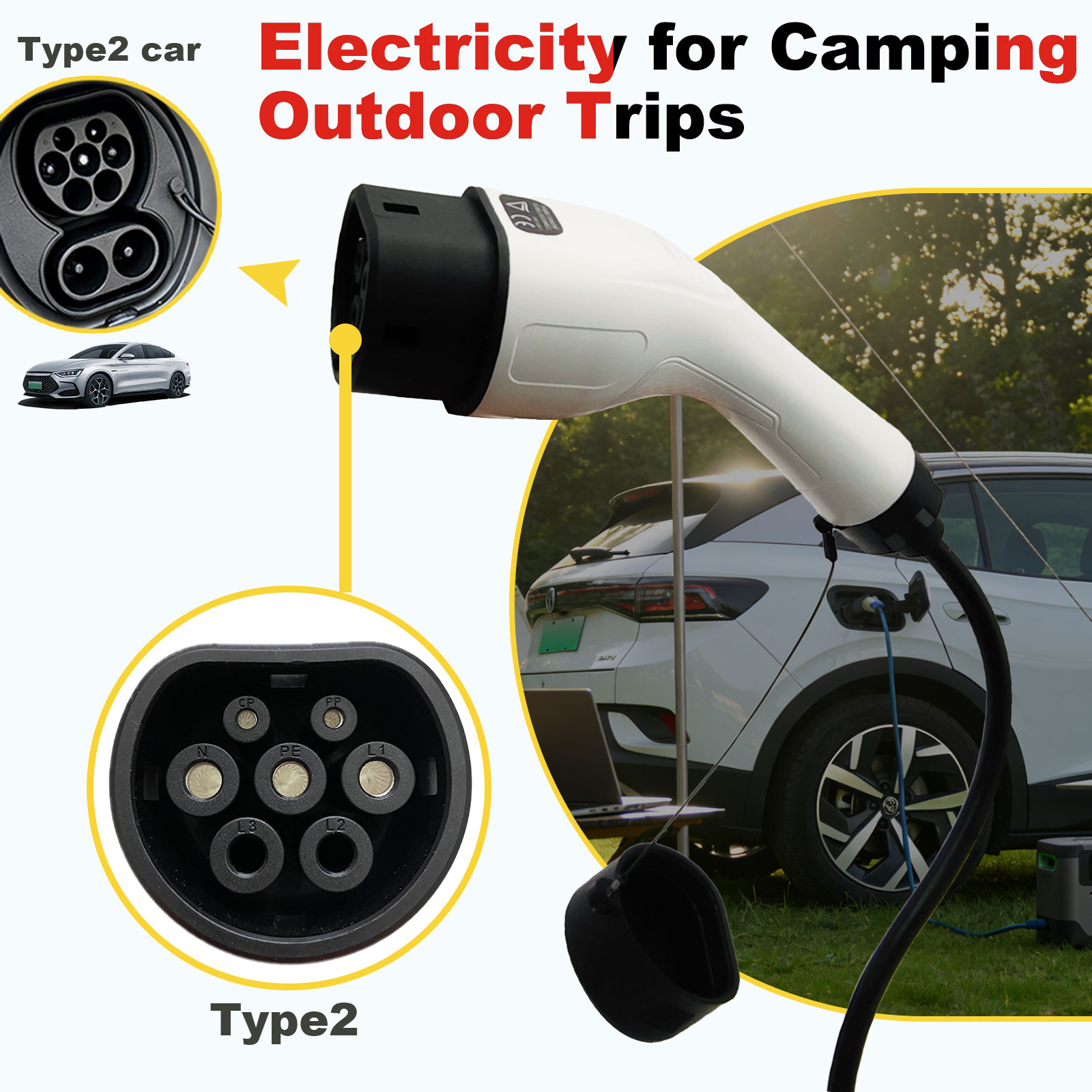Type2 V2L Discharge Adapter 16 - Outdoor Power Socket บทวิจารณ์และราคา