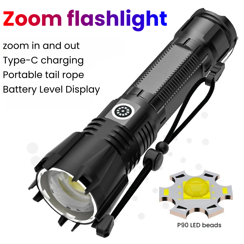 High-power P90 LED Flashlight  - Outdoor Power For Camping บทวิจารณ์และราคา