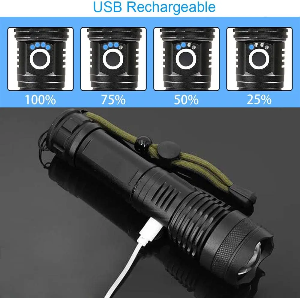 High Power LED Flashlight Rech - Outdoor Power For Camping บทวิจารณ์และราคา
